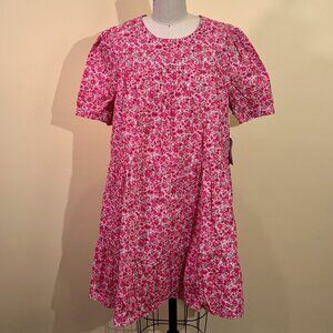 Hyacinth House Pink Floral Tiered Puff Sleeve Mini Dress Size Large: NWT